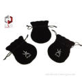 Black Oblong Velvet Jewelry Pouch With Drawstring For Jewel